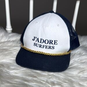 J'adore Surfers Trucker Cap Gold Rope Accent Blue White